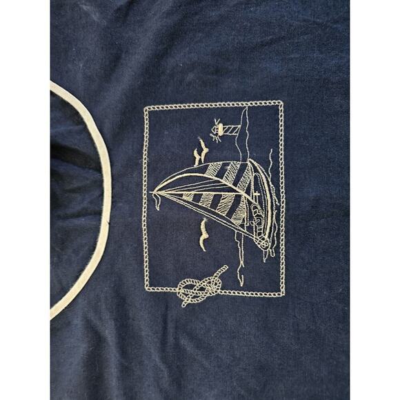 Lemon Grass Linen Blend Nautical Themed Bib Dress Women's Size 18/20 Sailboat - Picture 2 of 8